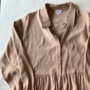 LONG SLEEVE COLLARED NEUTRAL THROW ON DRESS